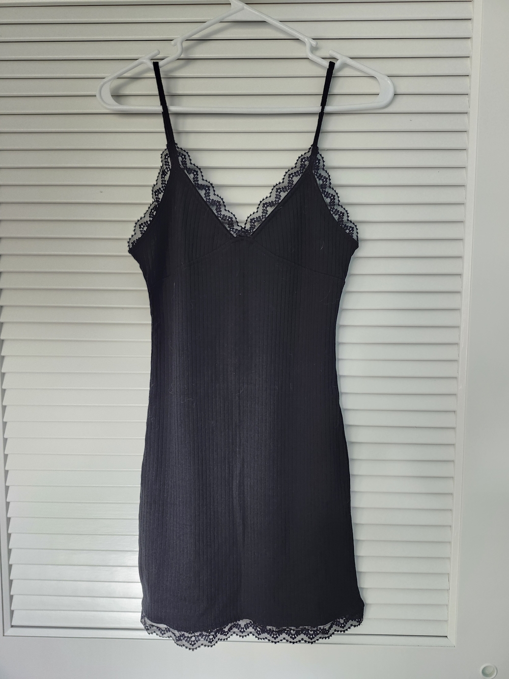 Black Lace-Trim Slip Dress